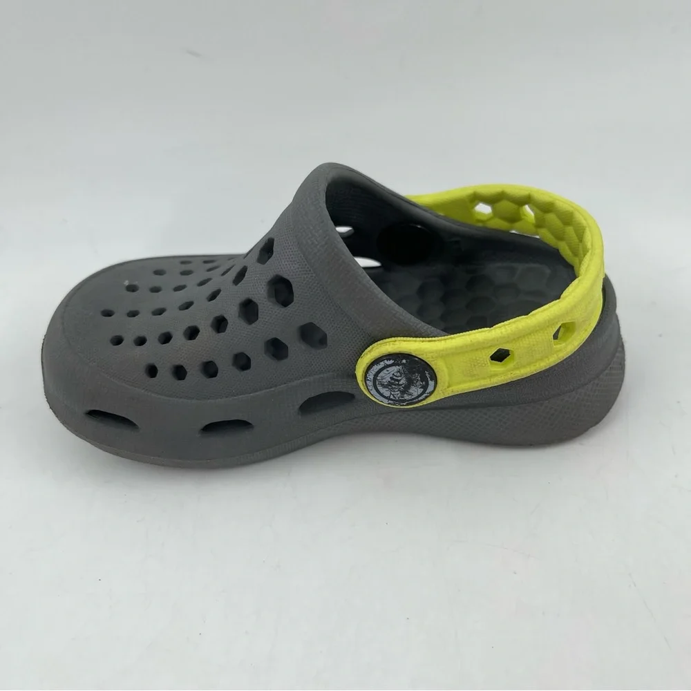 Joybees Unisex Toddler Gray Yellow Ventilated Mules Clogs Shoes - Size 4/5 Child
